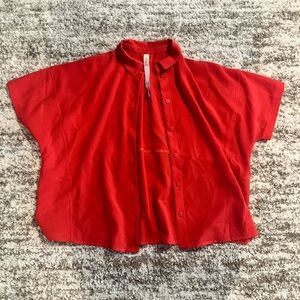 Small orange, breathable, short sleeved button up